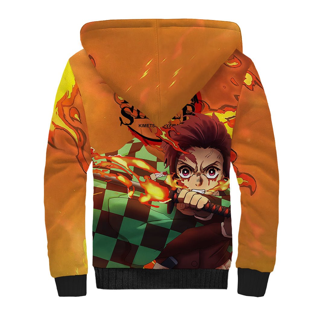 Anime Demon Slayers Kamado Tanjiro Sherpa Hoodie Hinokami Kagura TS07 - The Mazicc - Unisex - S - Orange