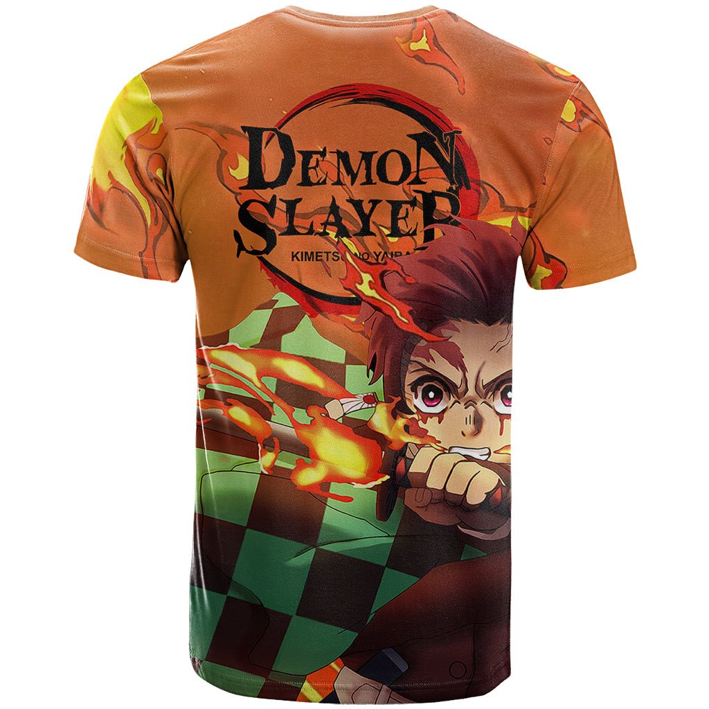 Anime Demon Slayers Kamado Tanjiro T Shirt Hinokami Kagura TS07 - The Mazicc - Adult - S - Orange