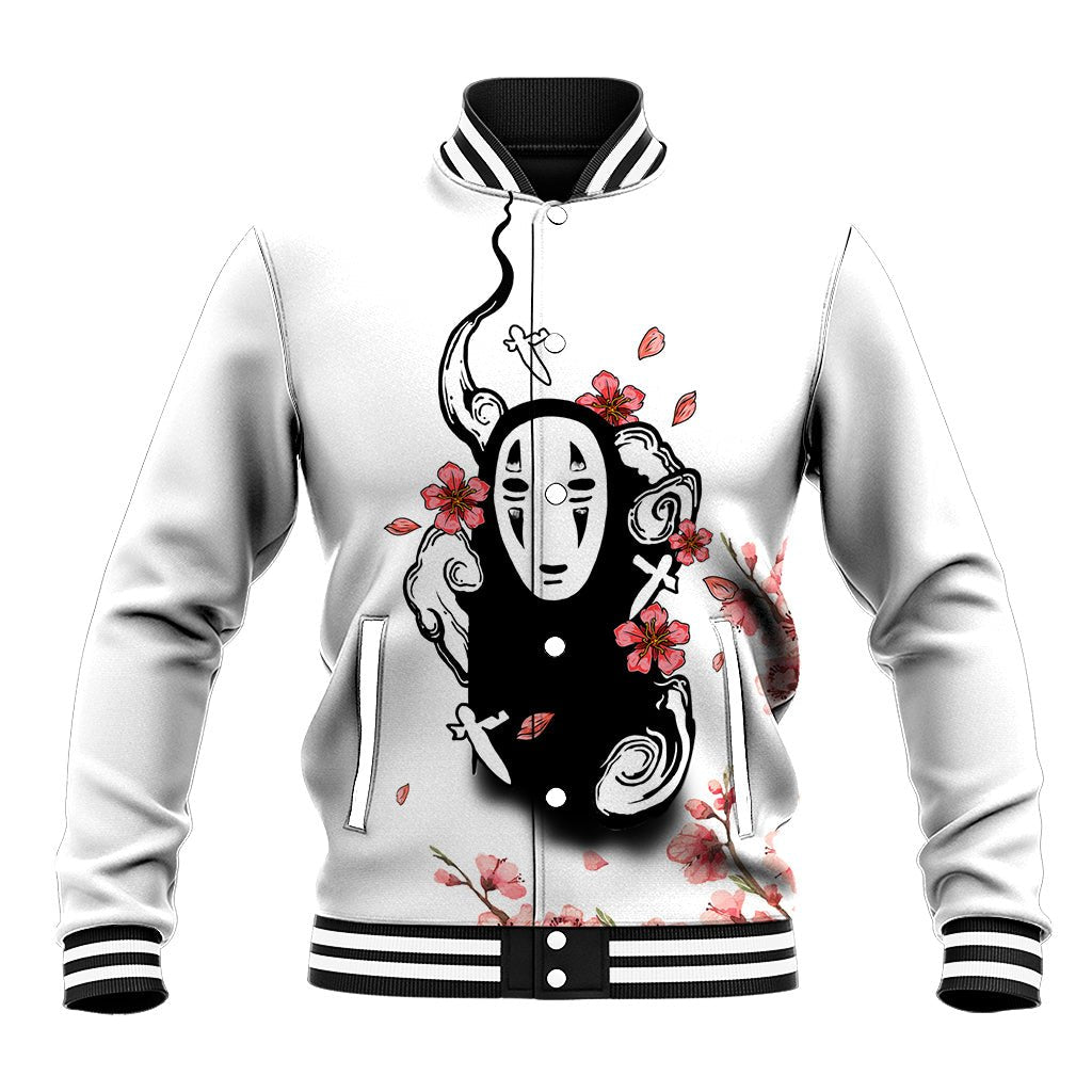 Anime Movie No Face Baseball Jacket Sakura Sumi-e Style TS07 - The Mazicc - Unisex - S - White