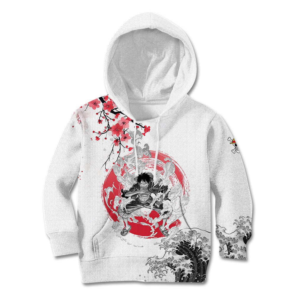 Anime One Piece Luffy Strawhat Kid Hoodie Sumi-e Painting Style TS07 - The Mazicc - Hoodie - Toddler 2T - White