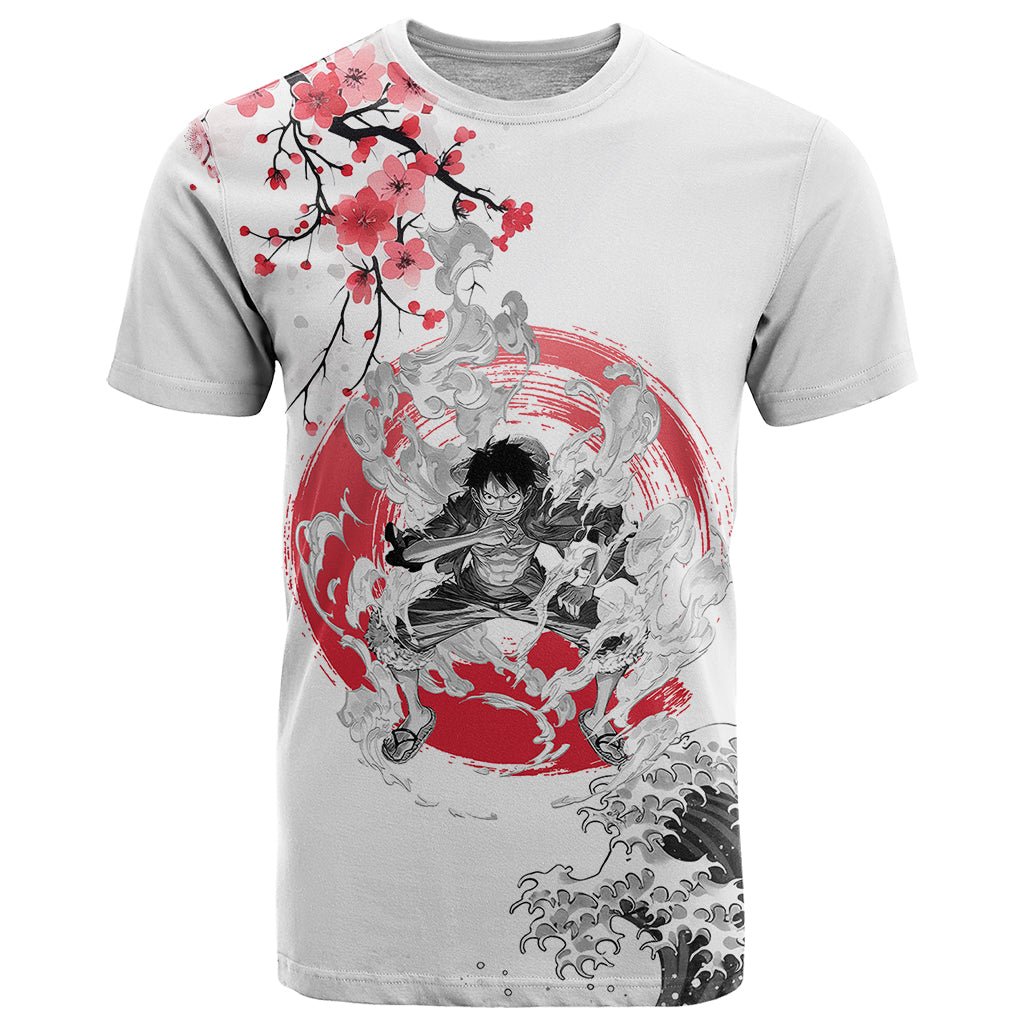 Anime One Piece Luffy Strawhat T Shirt Sumi-e Painting Style TS07 - The Mazicc - Adult - S - White