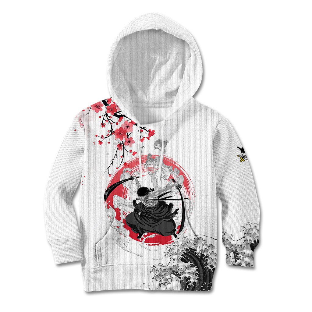 Anime One Piece Roronoa Zoro Kid Hoodie Sumi-e Painting Style TS07 - The Mazicc - Hoodie - Toddler 2T - White