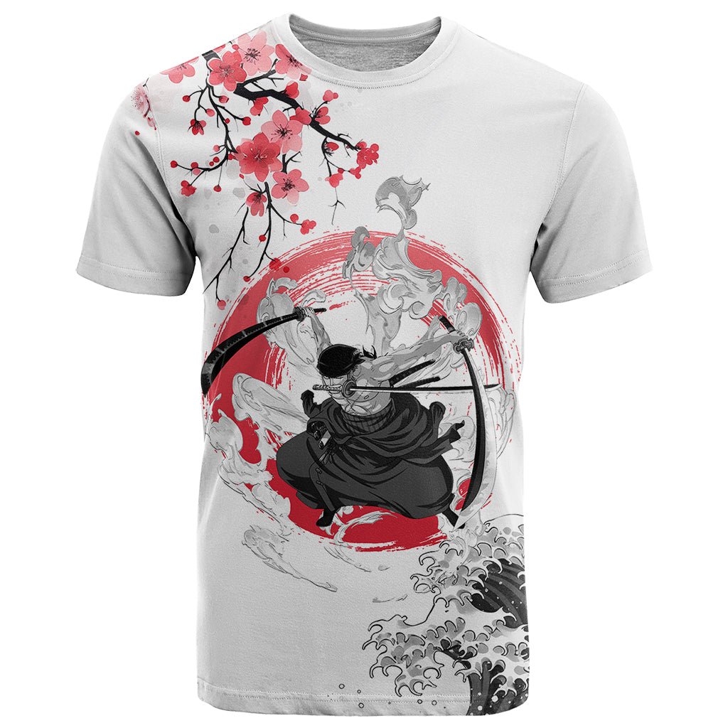 Anime One Piece Roronoa Zoro T Shirt Sumi-e Painting Style TS07 - The Mazicc - Adult - S - White