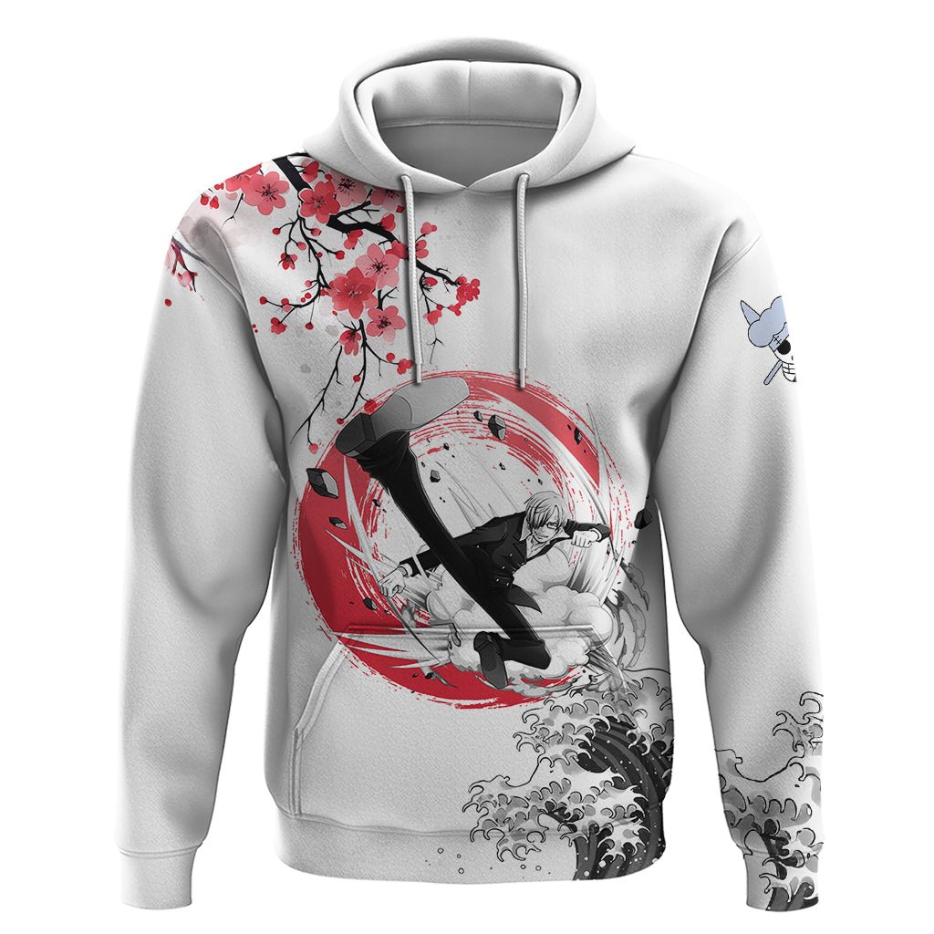 Anime One Piece Sanji Blackleg Hoodie Sumi-e Painting Style TS07 - The Mazicc - Pullover Hoodie - S - White