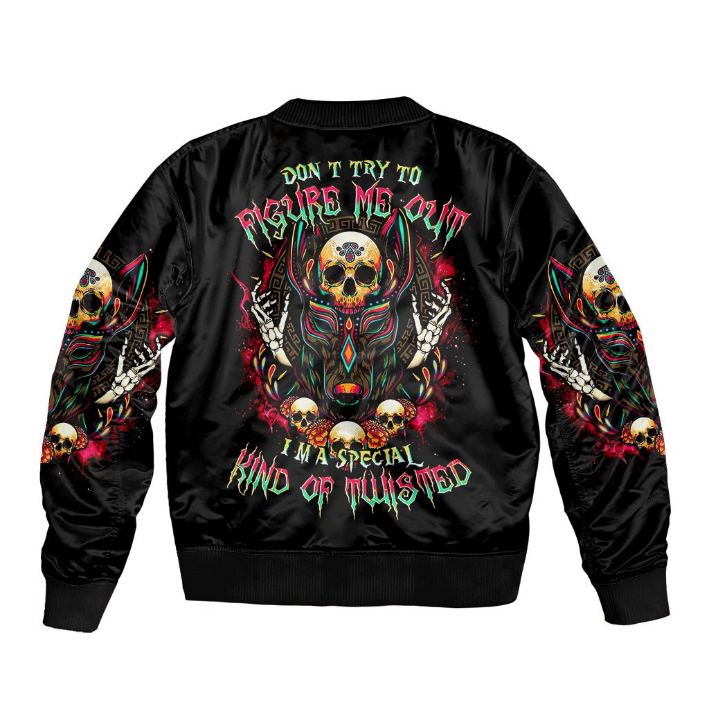 Anubis Skull Bomber Jacket Skull Anubis Don't Try To Figured Me Out DT01 - The Mazicc - Unisex - S - Black