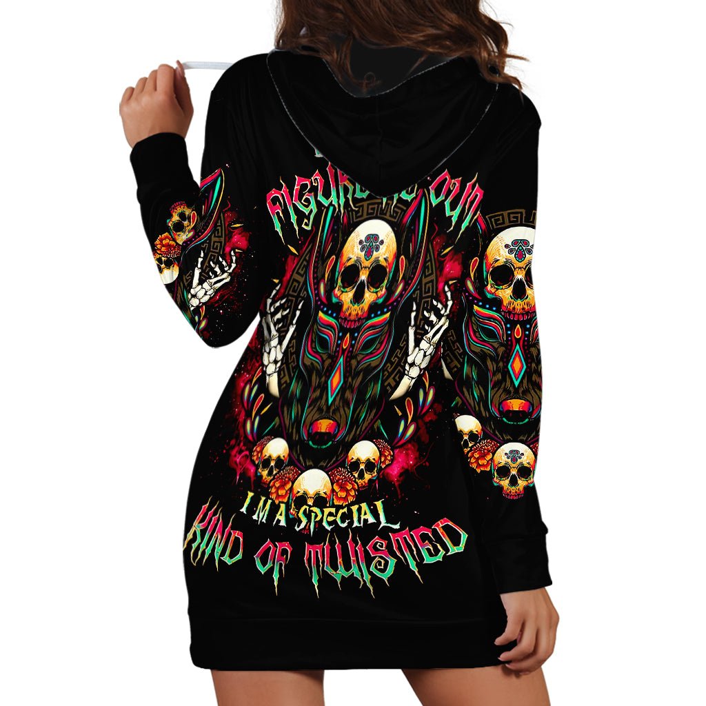 Anubis Skull Hoodie Dress Skull Anubis Don't Try To Figured Me Out DT01 - The Mazicc - XS - Black -