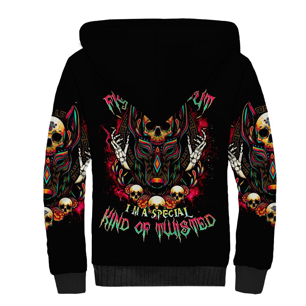 Anubis Skull Sherpa Hoodie Skull Anubis Don't Try To Figured Me Out DT01 - The Mazicc - Unisex - S - Black