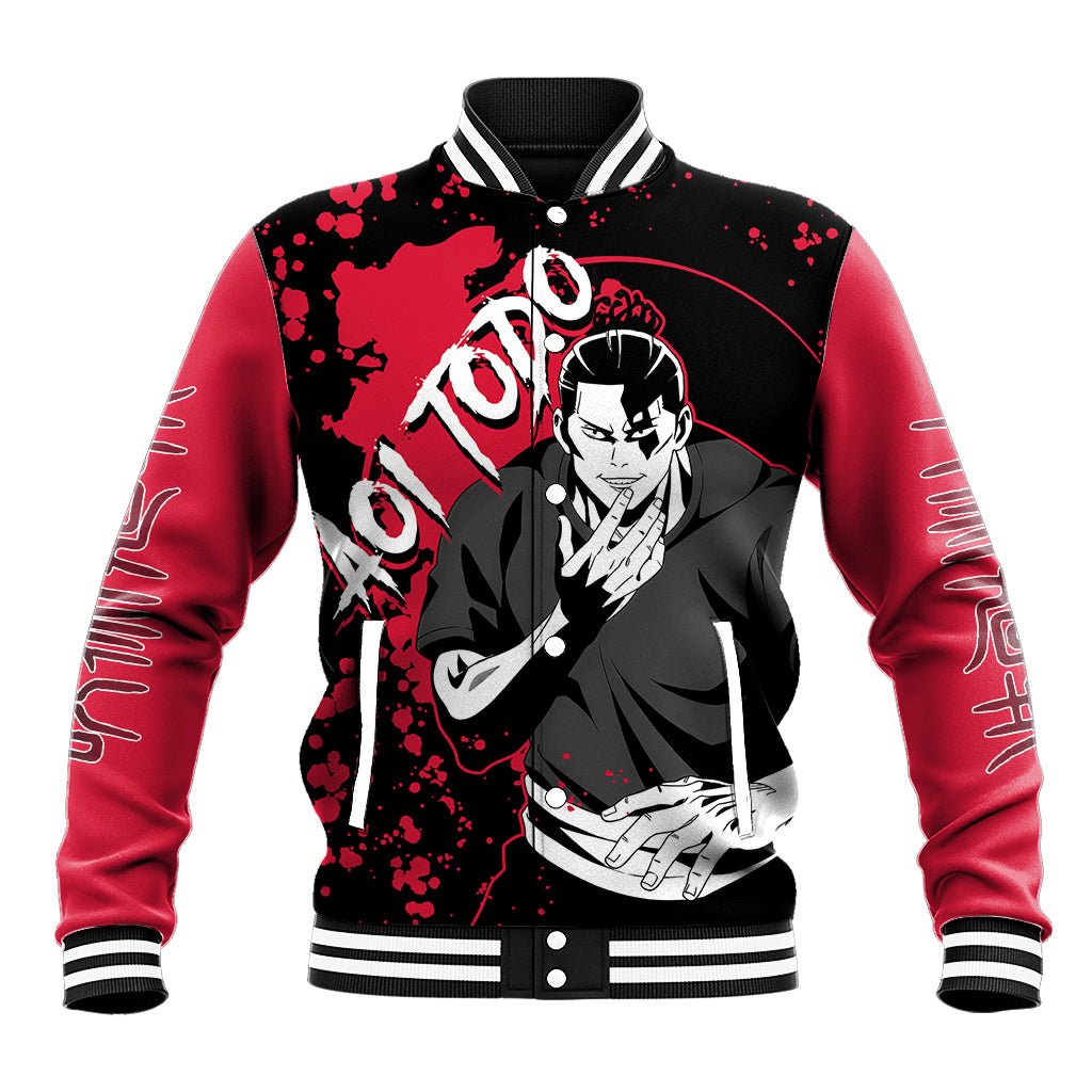 Aoi Todo Jujutsu Kaisen Baseball Jacket Manga Style Art TS04 - The Mazicc - Unisex - S - Black/Red