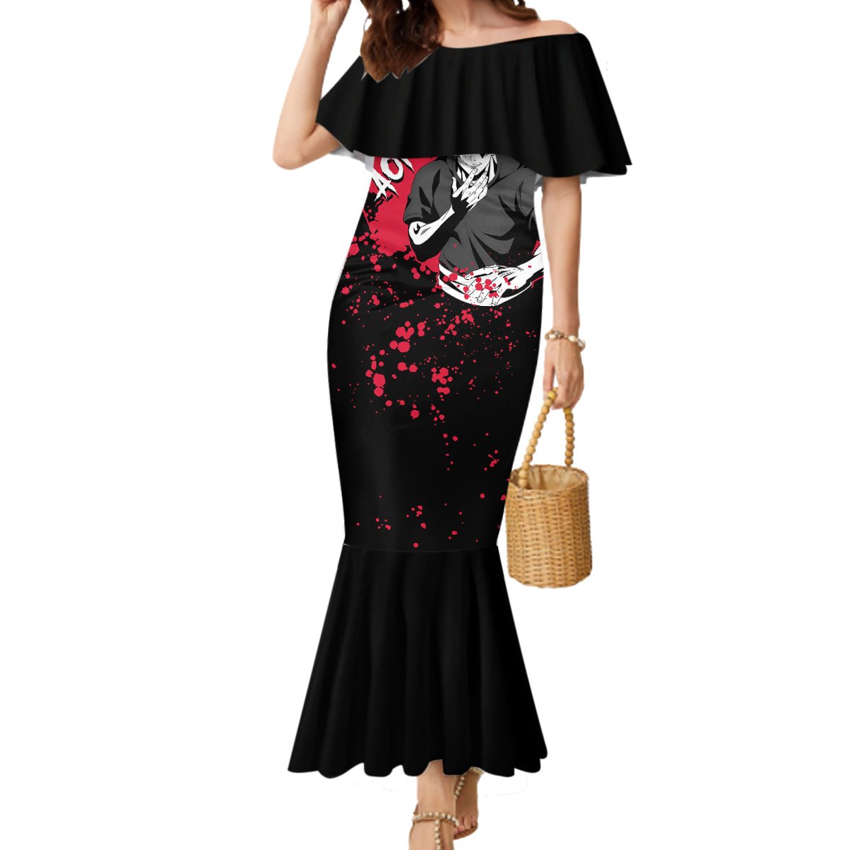 Aoi Todo Jujutsu Kaisen Mermaid Dress Manga Style Art TS04 - The Mazicc - Women - S - Black/Red