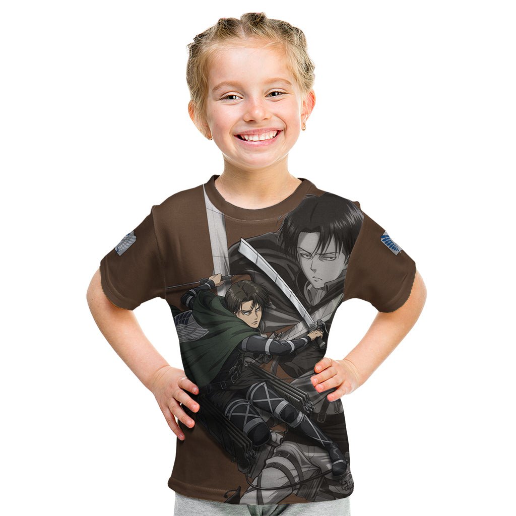 AOT Levi Ackerman Kid T Shirt TS04 - The Mazicc - Toddler 2/Size 00 - Brown -