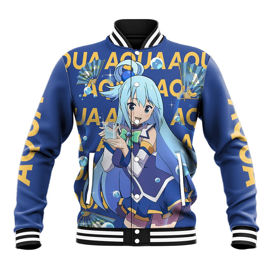 Aqua KonoSuba Baseball Jacket Anime Style TS04 - The Mazicc - Unisex - S - Blue