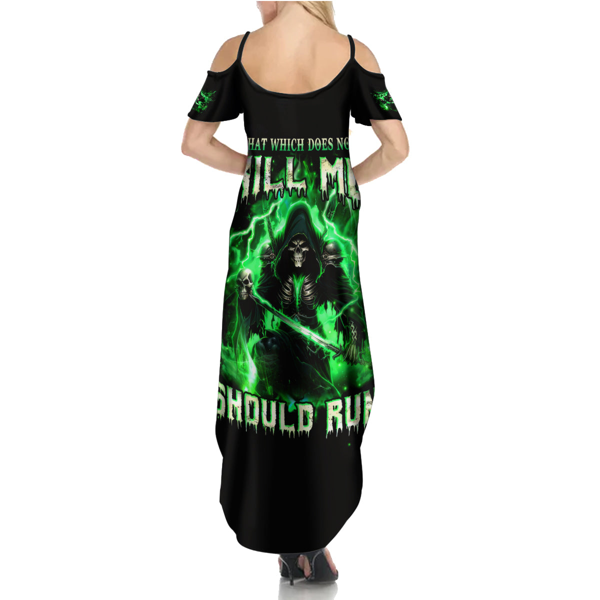 Reaper Skull Summer Maxi Dress That Which Does Not Kill Me Should Run