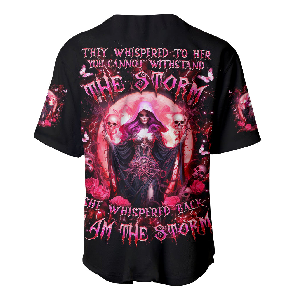 Witch Skull Baseball Jersey She Whispered Back Iam The Storm