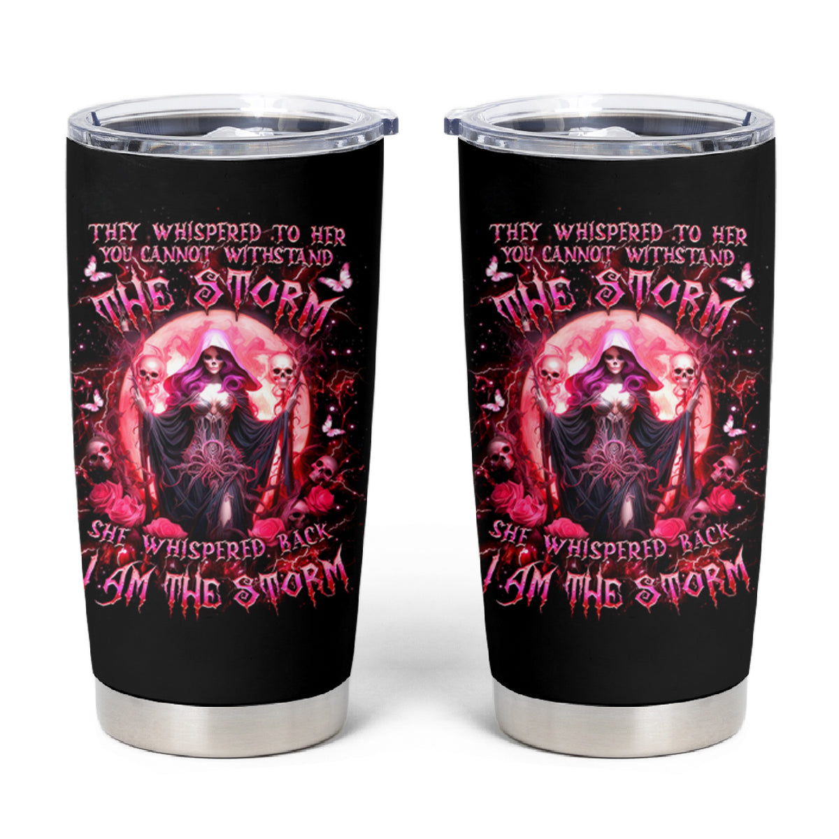 Witch Skull Tumbler Cup She Whispered Back Iam The Storm