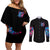 Fairy Skull Couples Matching Off Shoulder Short Dress and Long Sleeve Button Shirt Let Karma Handle Their Fate