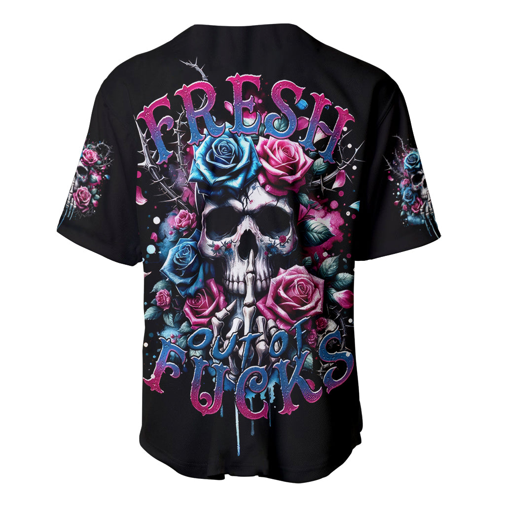 Rose Skull Baseball Jersey Fresh Out Of Fucks