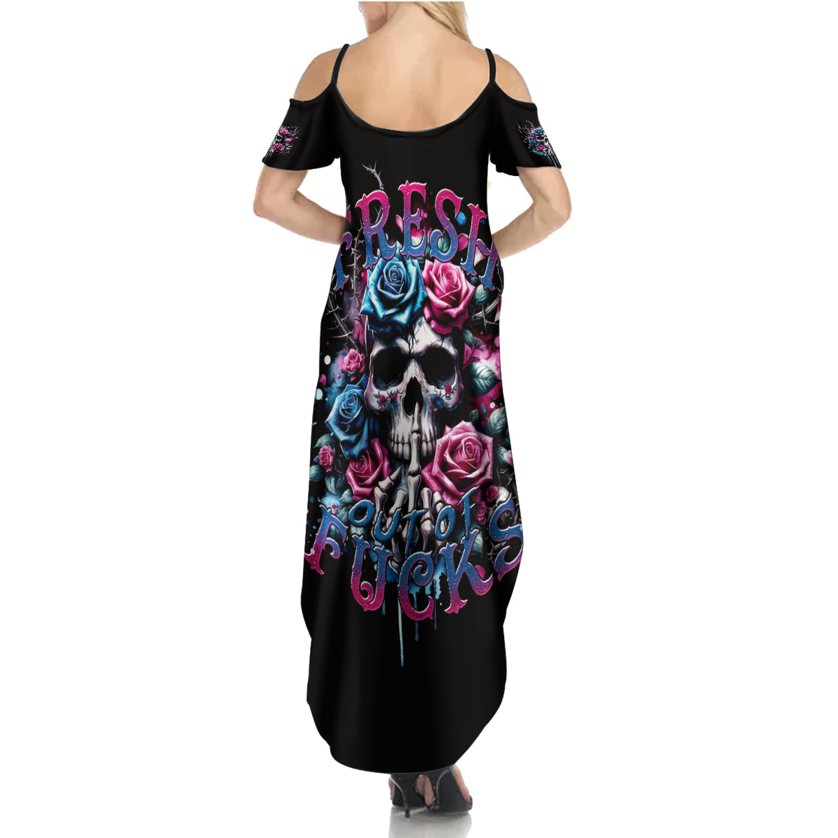 Rose Skull Summer Maxi Dress Fresh Out Of Fucks