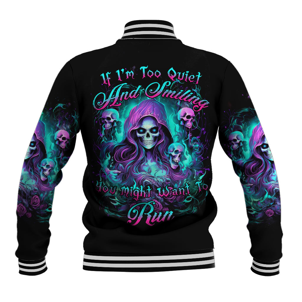 Witch Skull Baseball Jacket If I'm Too Quiet And Smiling You Might Want To Run