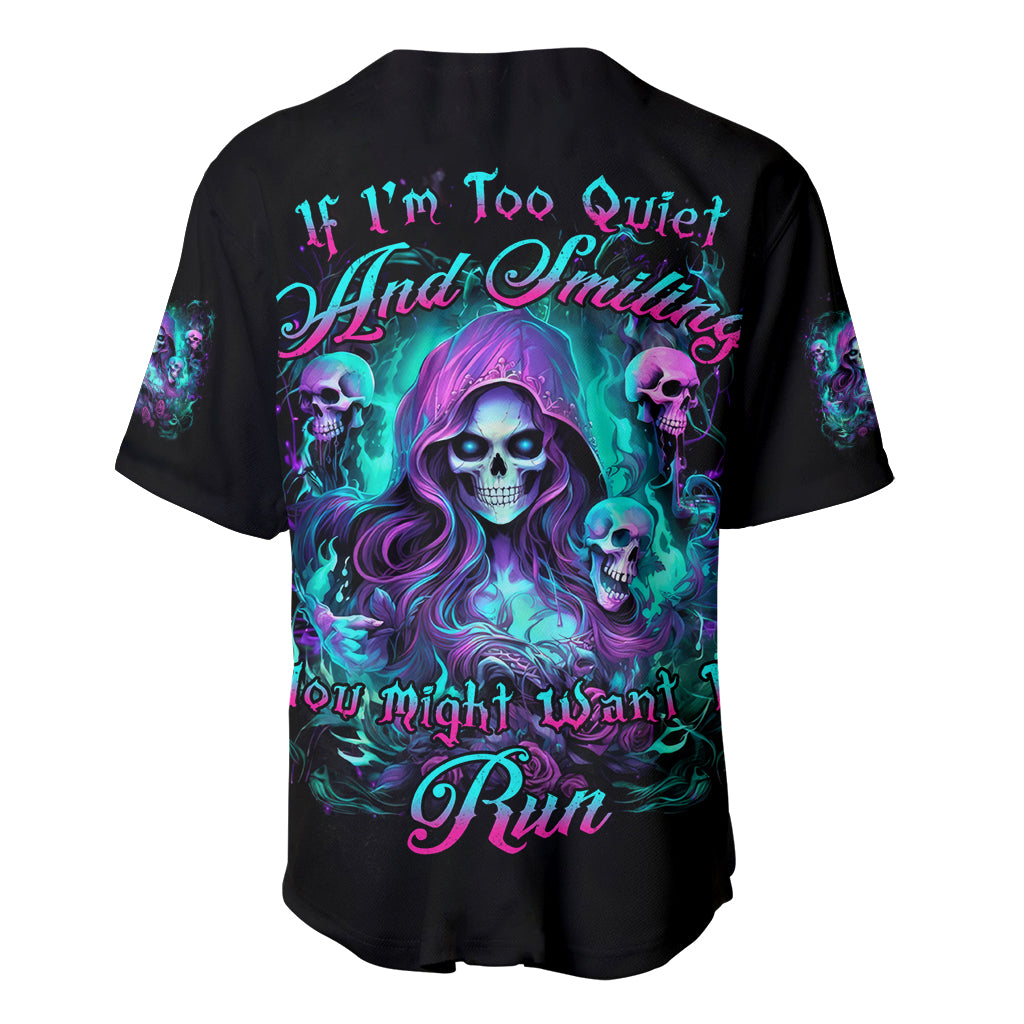 Witch Skull Baseball Jersey If I'm Too Quiet And Smiling You Might Want To Run