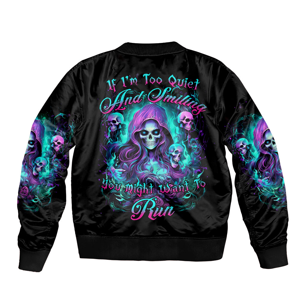 Witch Skull Bomber Jacket If I'm Too Quiet And Smiling You Might Want To Run