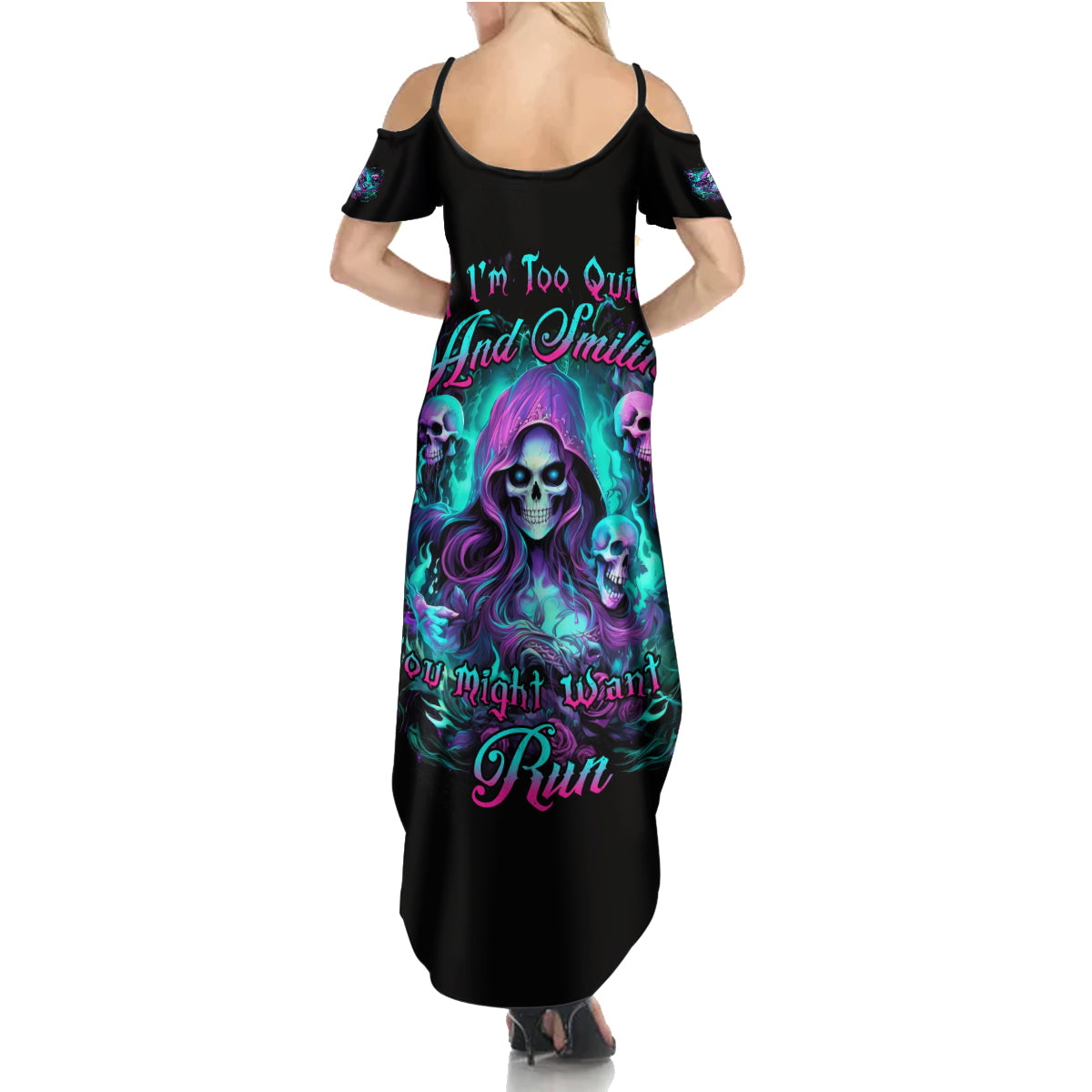 Witch Skull Summer Maxi Dress If I'm Too Quiet And Smiling You Might Want To Run