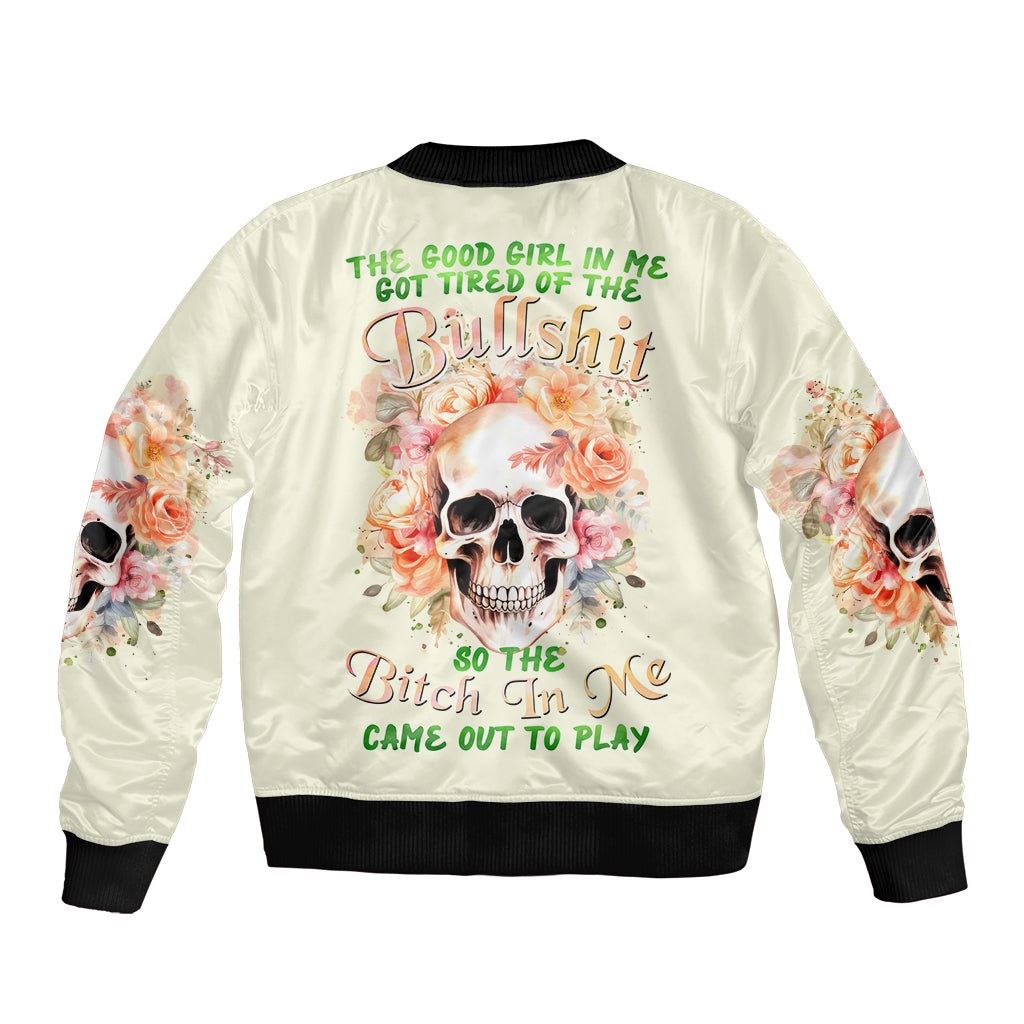 Rose Skull Bomber Jacket The Good Girl In Me Got Tired Of The Bullshit