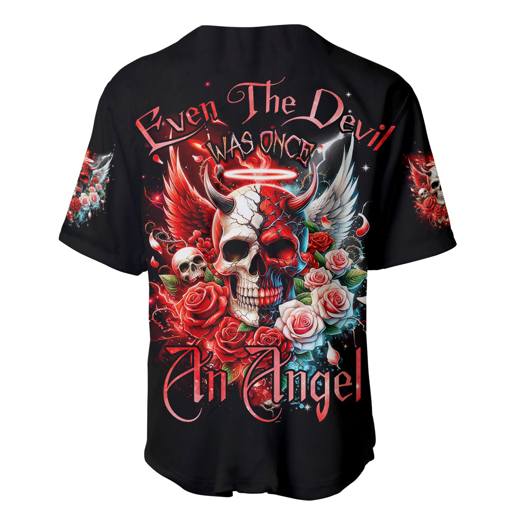 Evil Angel Skull Baseball Jersey Even The Devil Was Once An Angel