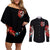 Evil Angel Skull Couples Matching Off Shoulder Short Dress and Long Sleeve Button Shirt Even The Devil Was Once An Angel