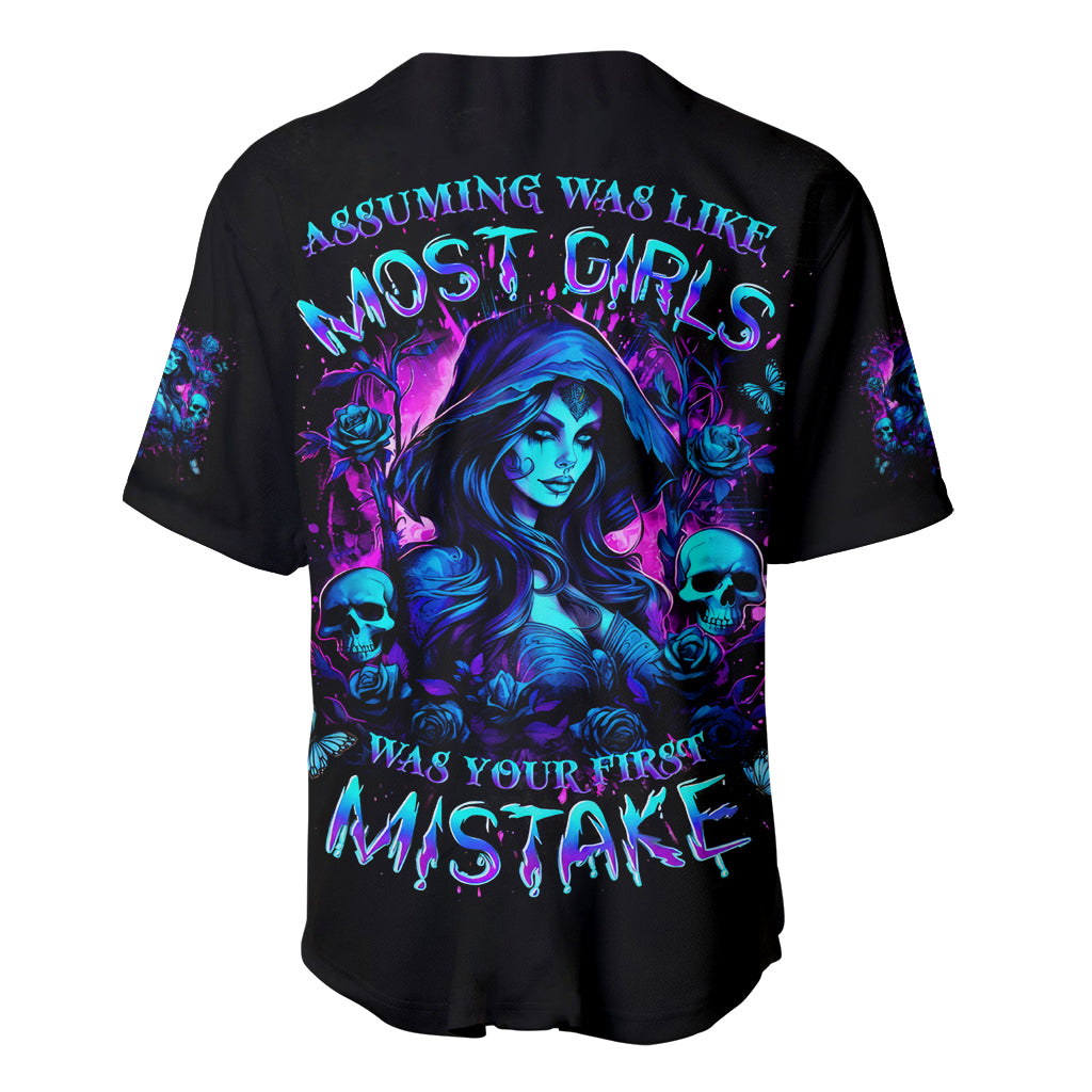 Witch Skull Baseball Jersey Assuming Was Like Most Girls Was Your First Mistake