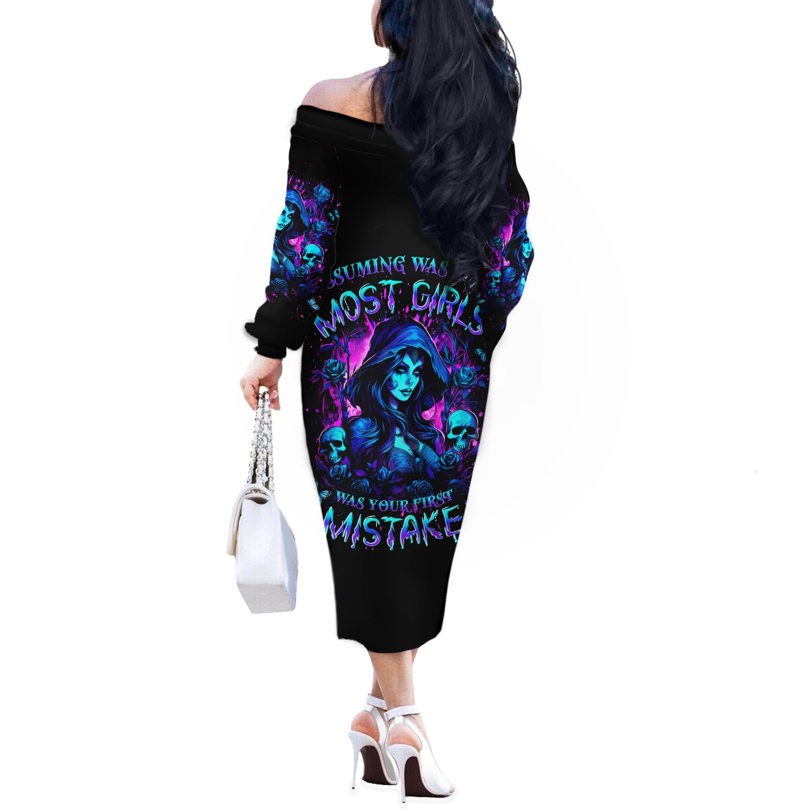 Witch Skull Off The Shoulder Long Sleeve Dress Assuming Was Like Most Girls Was Your First Mistake