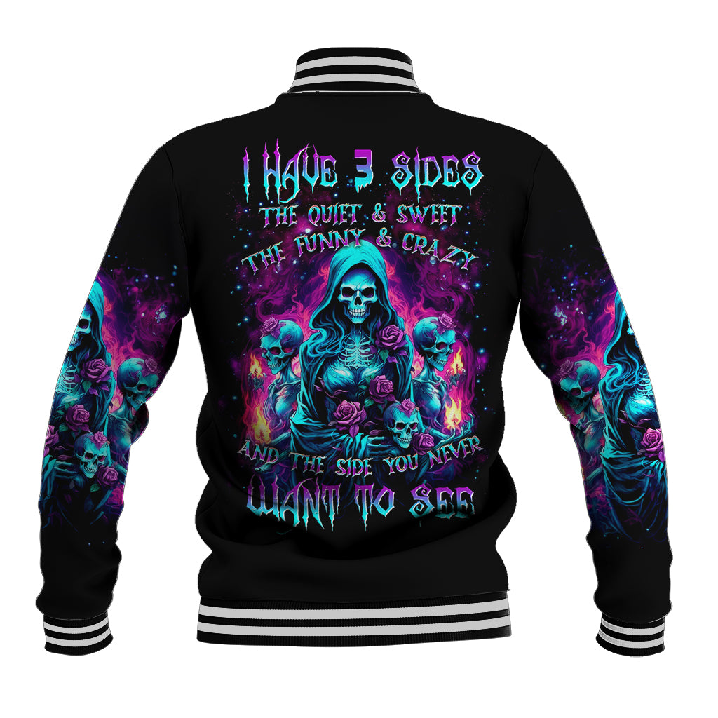 Witch Skull Baseball Jacket I Have 3 Sides And The Side You Never Want To See