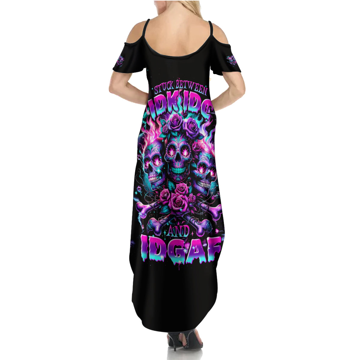 Flower Skull Summer Maxi Dress Stuck Between IDK IDC