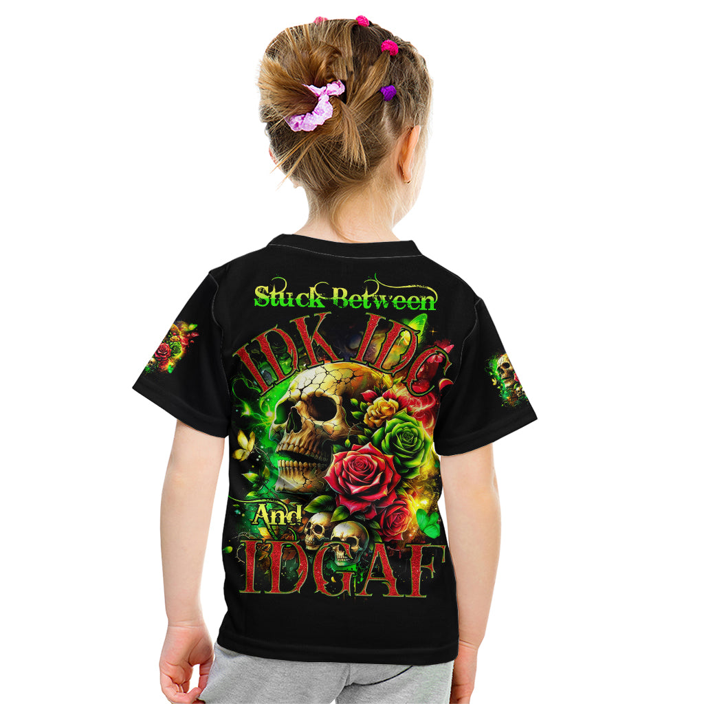 Rose Skull Kid T Shirt Stuck Between IDK IDC