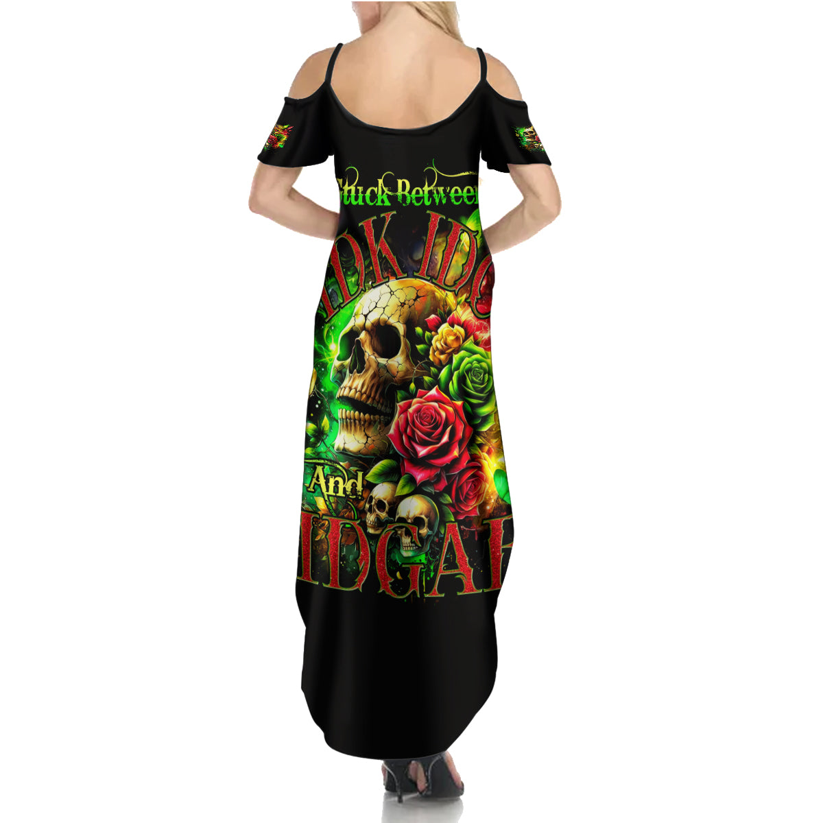 Rose Skull Summer Maxi Dress Stuck Between IDK IDC