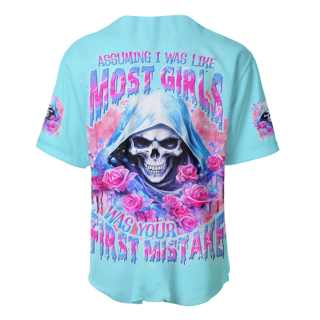 Witch Skull Baseball Jersey Assuming Was Like Most Girls Was Your First Mistake