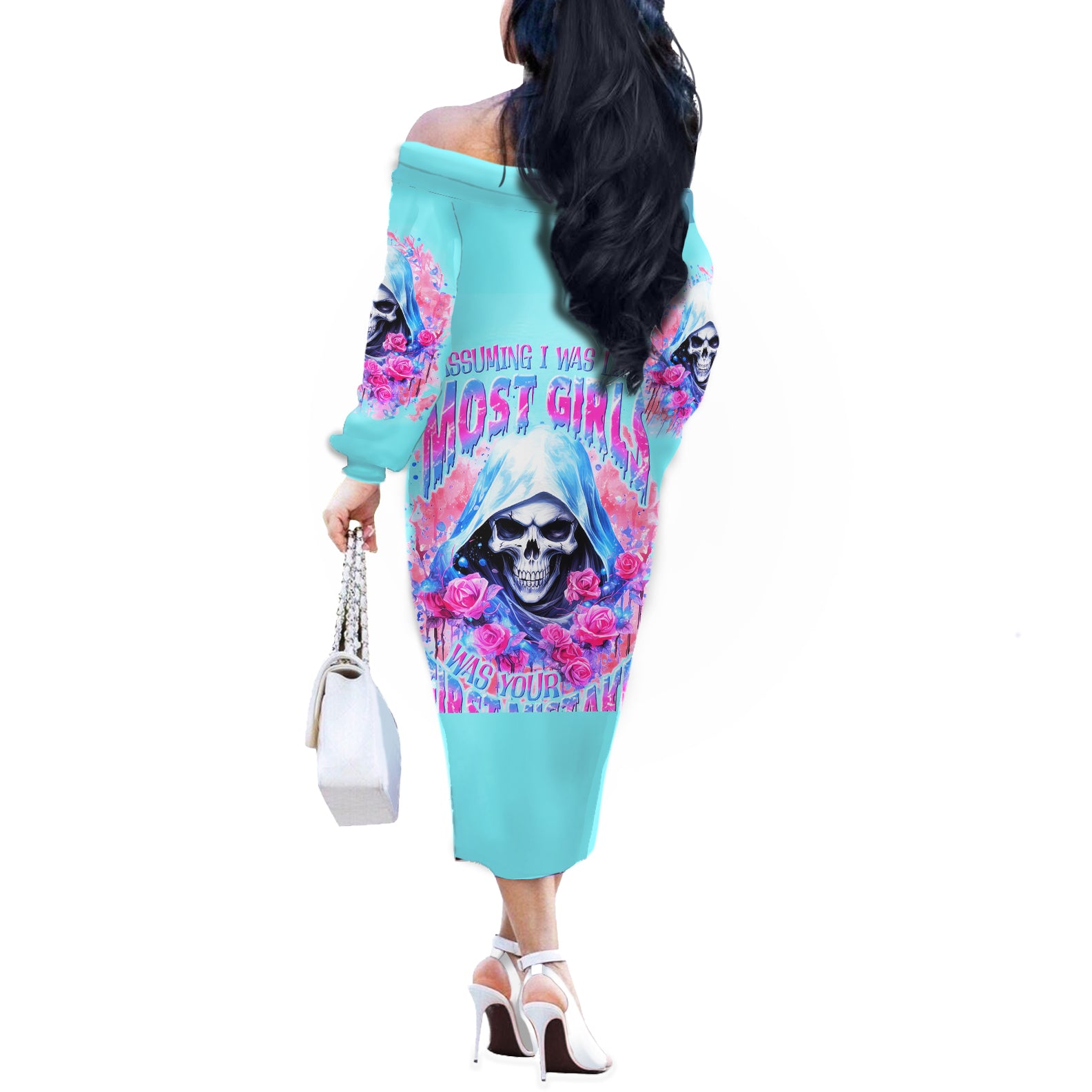 Witch Skull Off The Shoulder Long Sleeve Dress Assuming Was Like Most Girls Was Your First Mistake