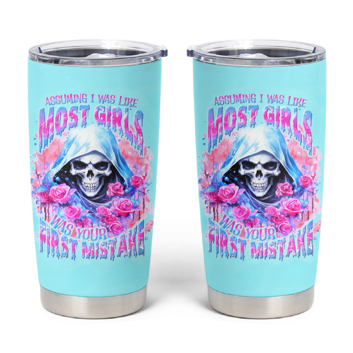 Witch Skull Tumbler Cup Assuming Was Like Most Girls Was Your First Mistake