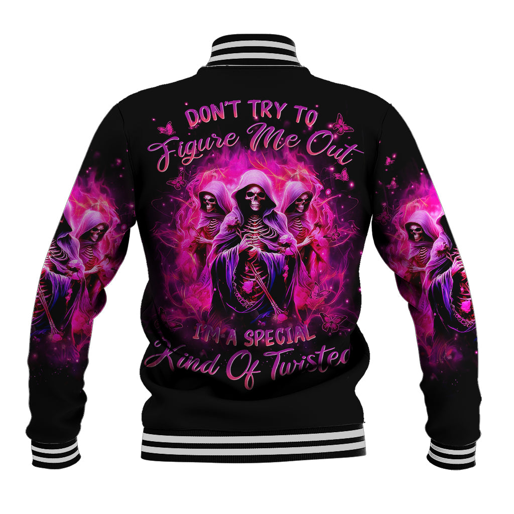 Witch Skull Baseball Jacket Don't Try To Figure Me Out I'm A Special Kind Of Twisted