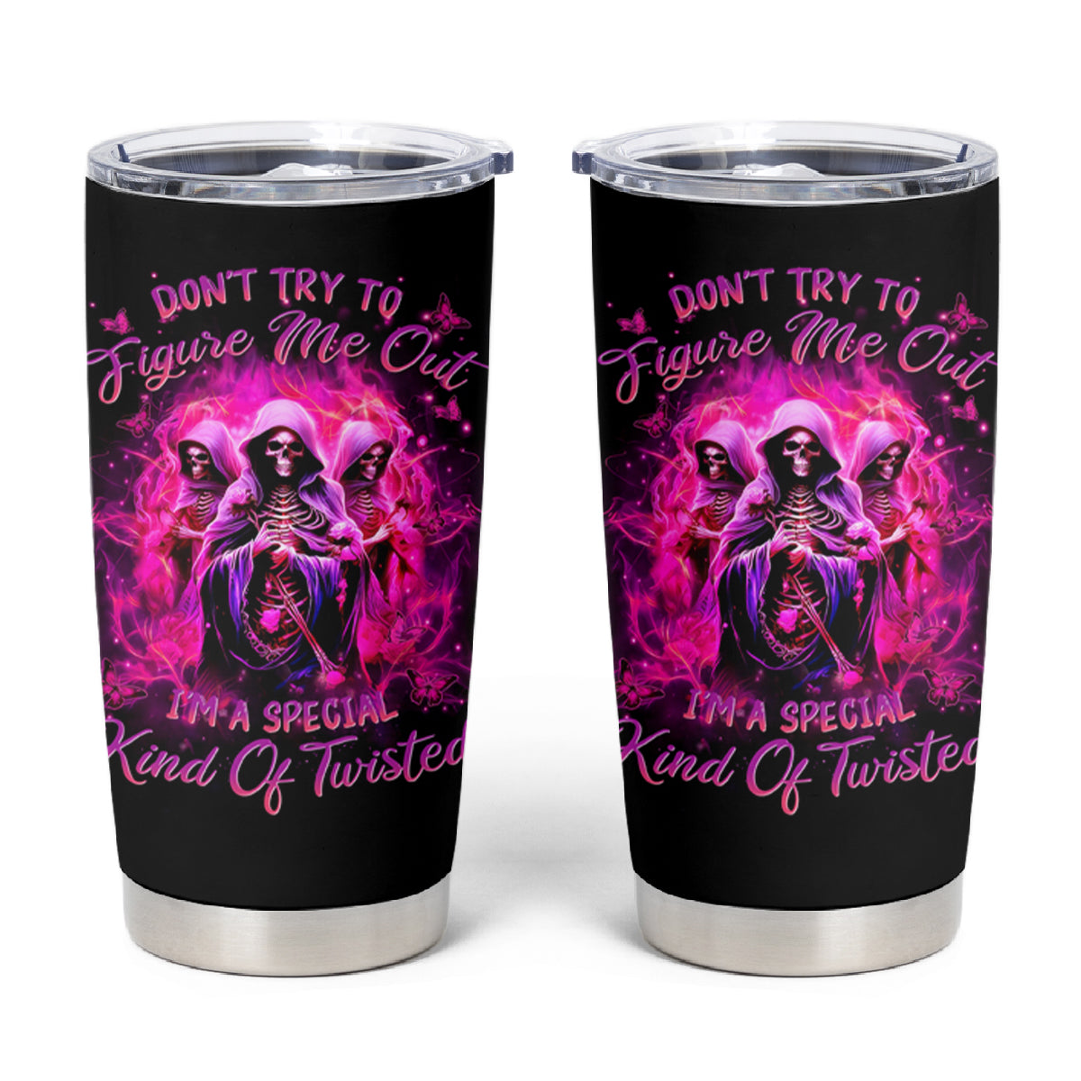 Witch Skull Tumbler Cup Don't Try To Figure Me Out I'm A Special Kind Of Twisted