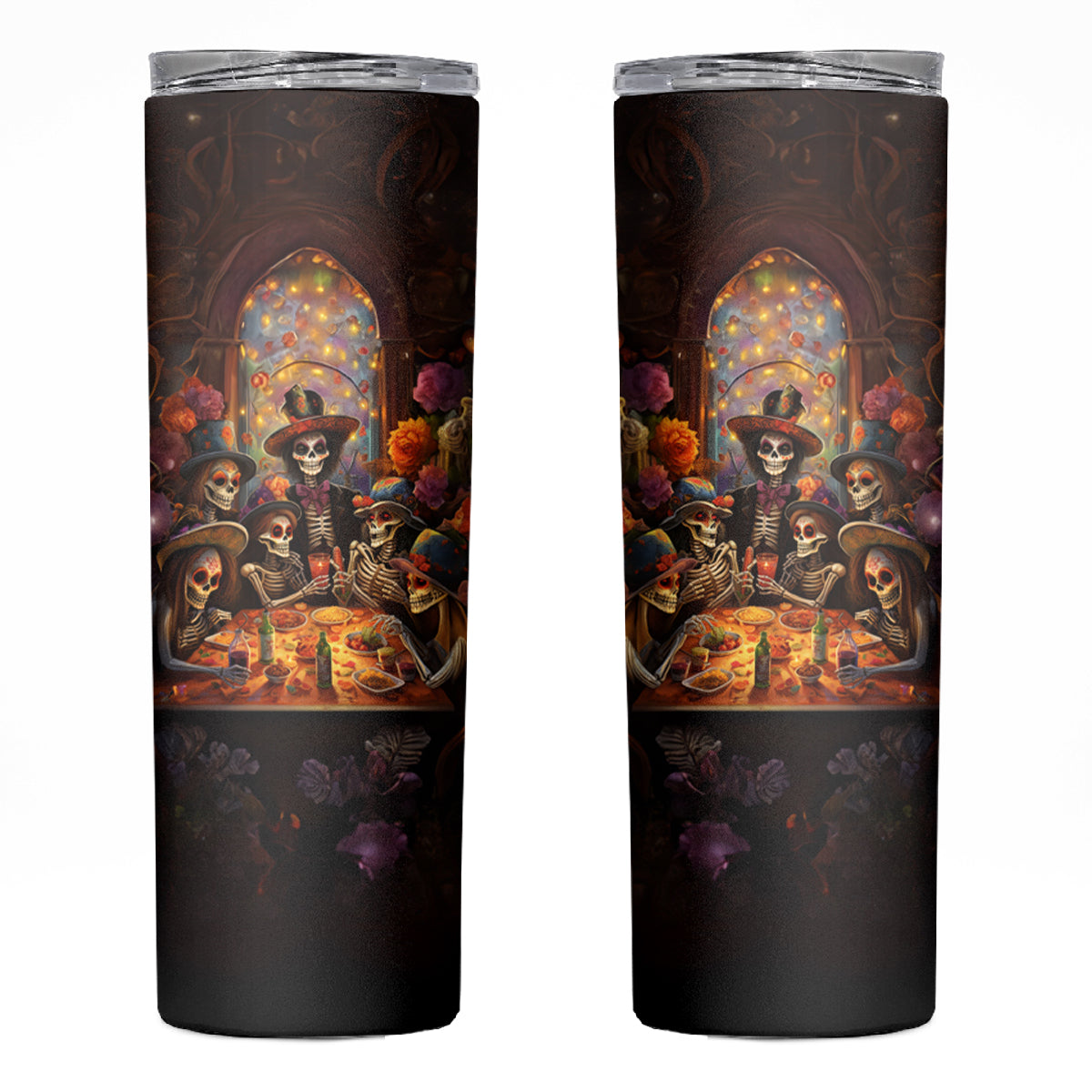 Day of Dead Festival Skinny Tumbler Sugar Skull Party Family