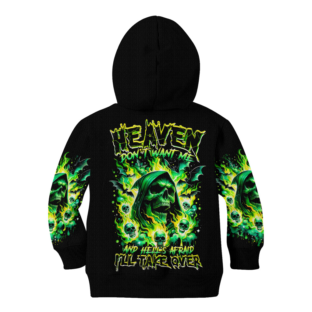 Flame Skull Kid Hoodie Heaven Don't Want Me Hell Afraid I Take Over DT01