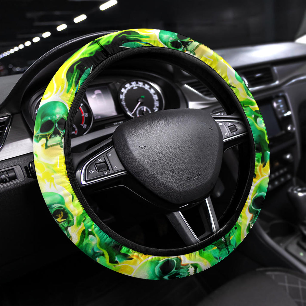 Flame Skull Steering Wheel Cover Heaven Don't Want Me Hell Afraid I Take Over