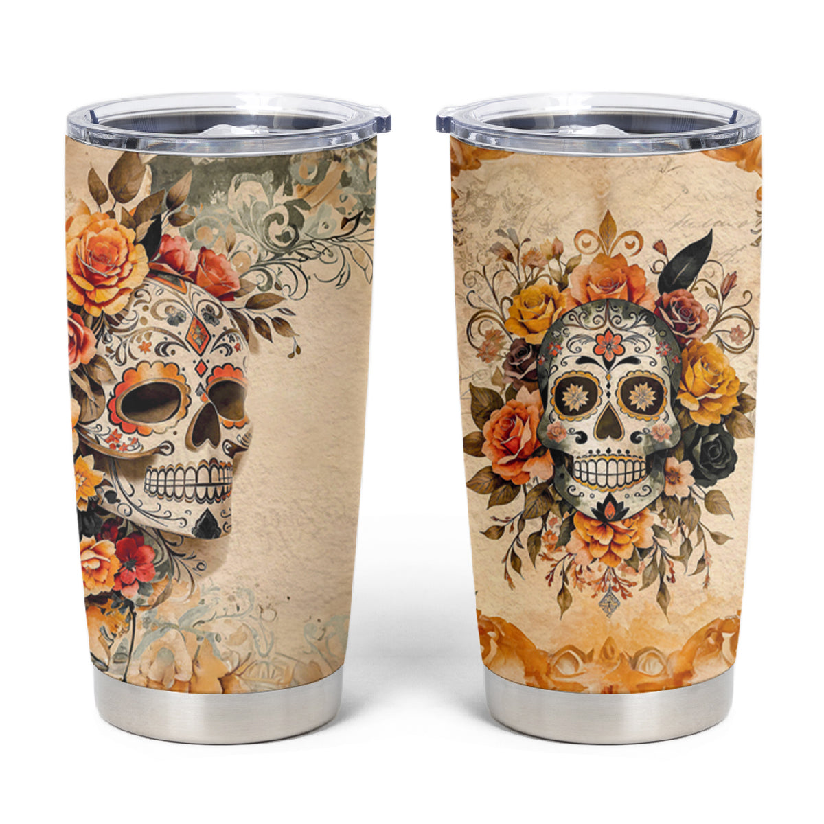 Sugar Skull Tumbler Cup Rose Sugar Skull Vintage