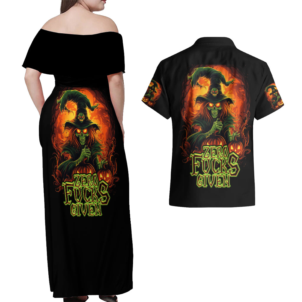 witch-skull-couples-matching-off-shoulder-maxi-dress-and-hawaiian-shirt-zero-fucking-given