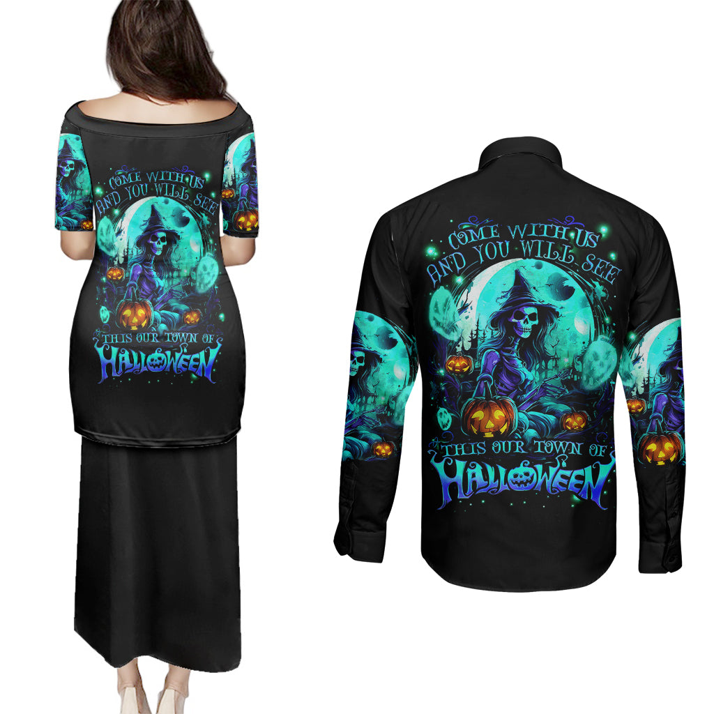 witch-skull-couples-matching-puletasi-dress-and-long-sleeve-button-shirts-come-with-us-and-you-will-see-our-halloween