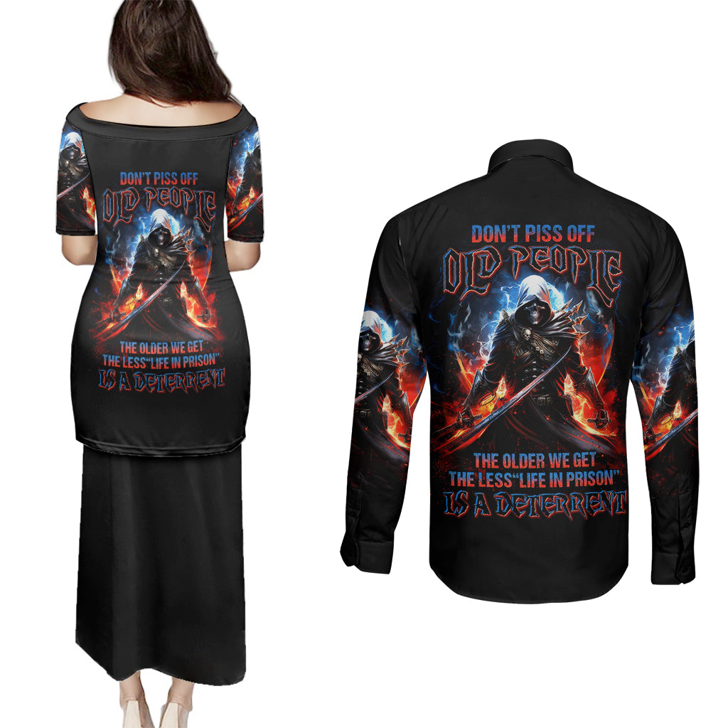 warrior-skull-couples-matching-puletasi-dress-and-long-sleeve-button-shirts-dont-piss-off-old-people