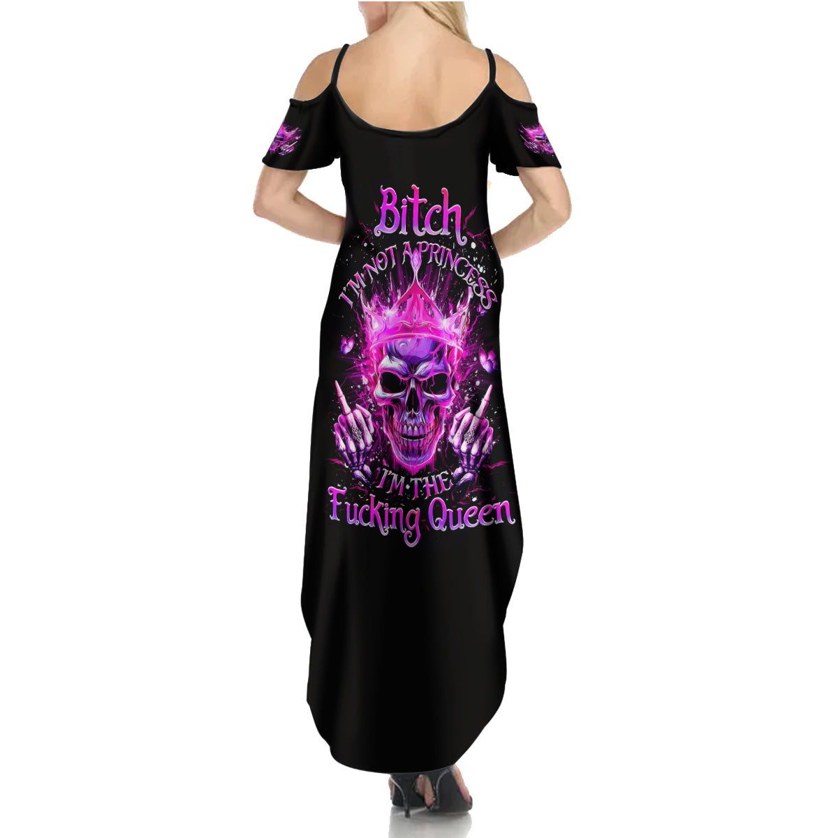 Queen Skull Summer Maxi Dress Bitch I'm Not A Princess I'm The Fucking Queen