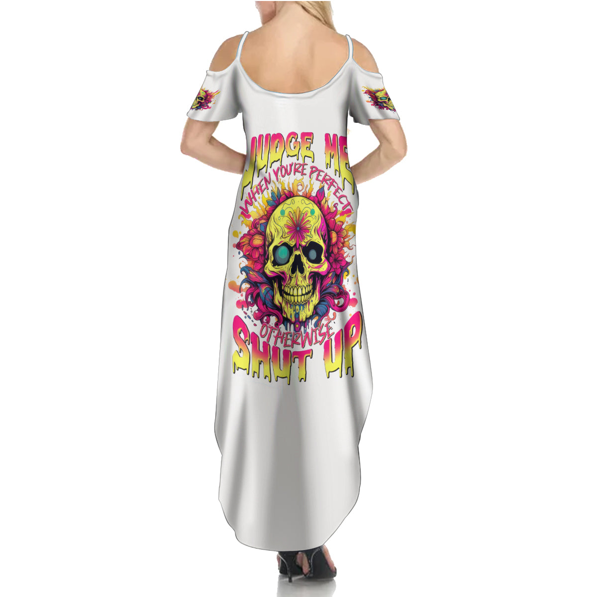 Flower Skull Summer Maxi Dress Judge Me When You're Perfect Otherwise Shut Up