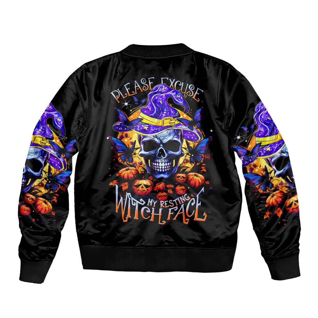 Halloween Skull Bomber Jacket Please Excuse My Resting Witch Face