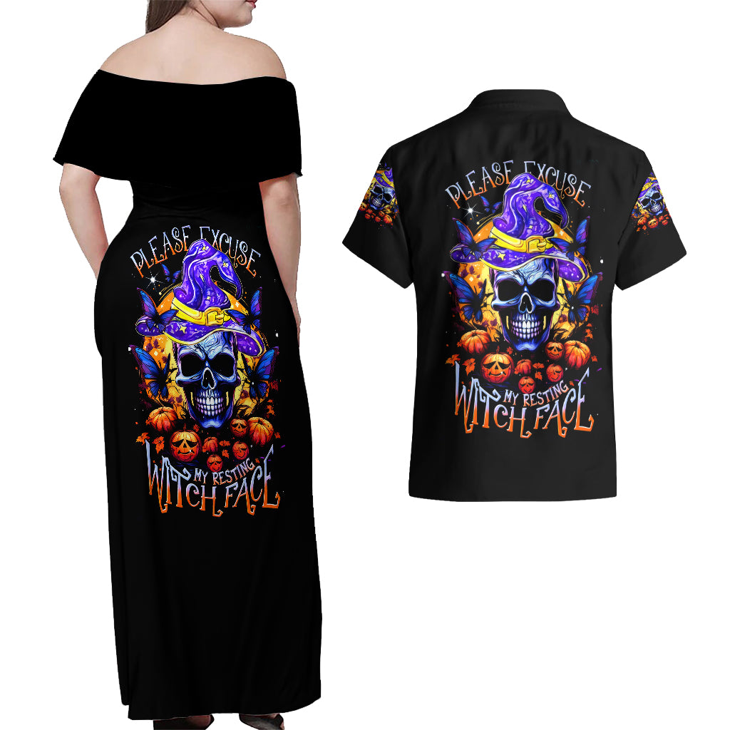 halloween-skull-couples-matching-off-shoulder-maxi-dress-and-hawaiian-shirt-please-excuse-my-resting-witch-face